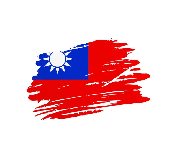 Tajvan Zászló Nemzet Vektor Ország Zászló Trextured Grunge Karcos Ecset — Stock Vector