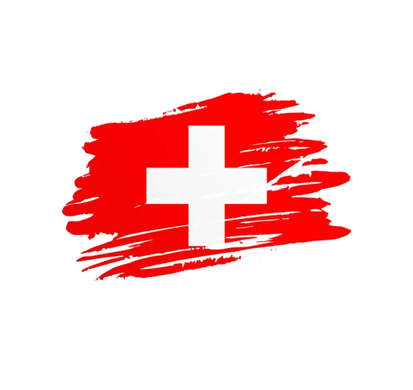 Drapeau Suisse Drapeau Pays Vecteur Nation Trextured Grunge Scratchy Brush — Image vectorielle