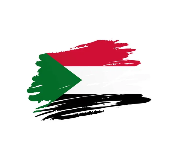 Bandera Sudán Bandera Del País Vector Nación Trextured Grunge Golpe — Vector de stock
