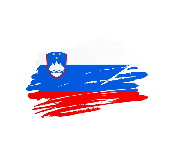 Slovenien Flagga Nation Vektor Land Flagga Trextured Grunge Repor Pensel — Stock vektor