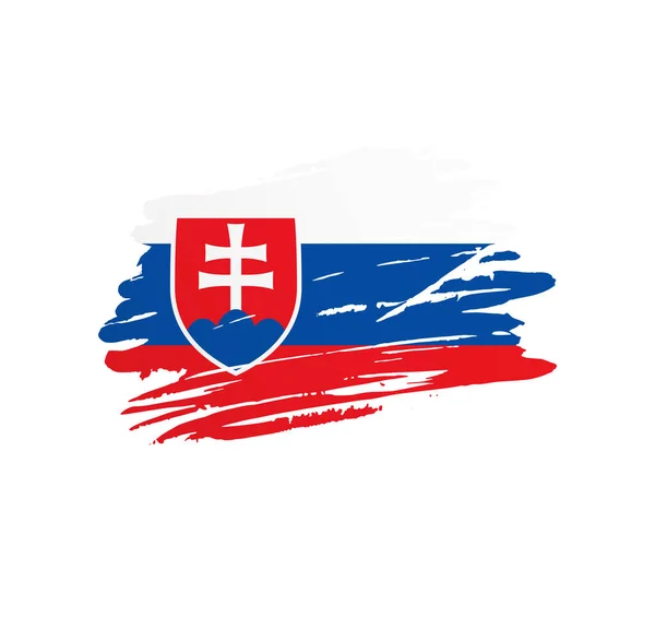 斯洛伐克国旗 国家矢量国旗在刺痛的刷子笔划中飘扬 — 图库矢量图片
