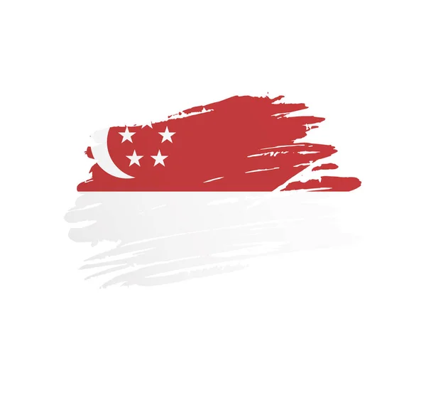 Singapur Bayrağı Ulus Vektör Ülke Bayrağı Grunge Grunchy Brush Stroke — Stok Vektör