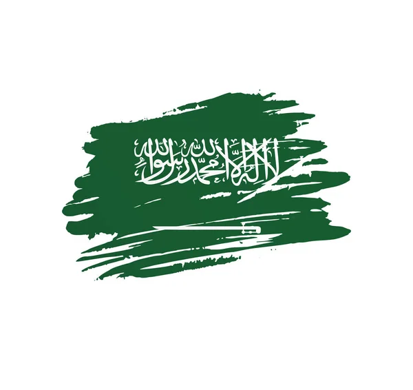 Flagge Saudi Arabiens Landesfahne Des Vektor Landes Grunge Kratzigem Pinselstrich — Stockvektor