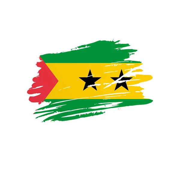 Bandeira São Tomé Príncipe Bandeira País Vetor Nação Trexturizada Pincelada — Vetor de Stock