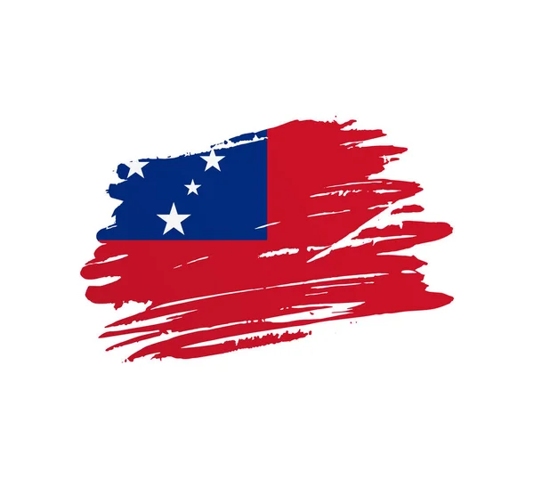 Samoa Flagga Nation Vektor Land Flagga Trextured Grunge Repor Pensel — Stock vektor
