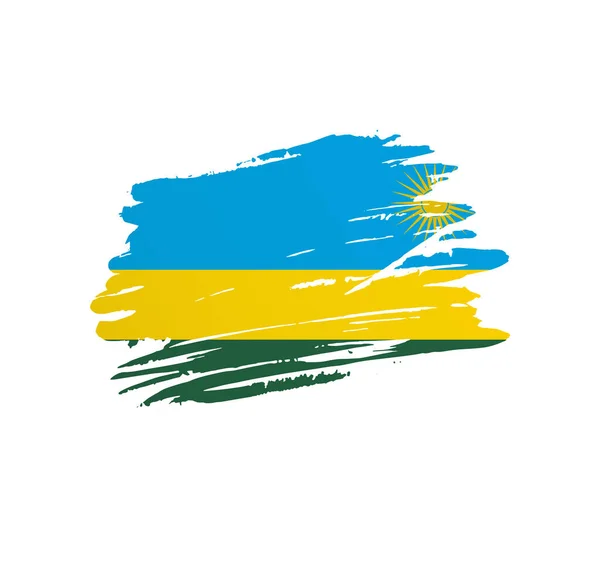 Σημαία Ρουάντα Χώρα Διάνυσμα Σημαία Trextured Grunge Scratchy Πινέλο Εγκεφαλικό — Διανυσματικό Αρχείο