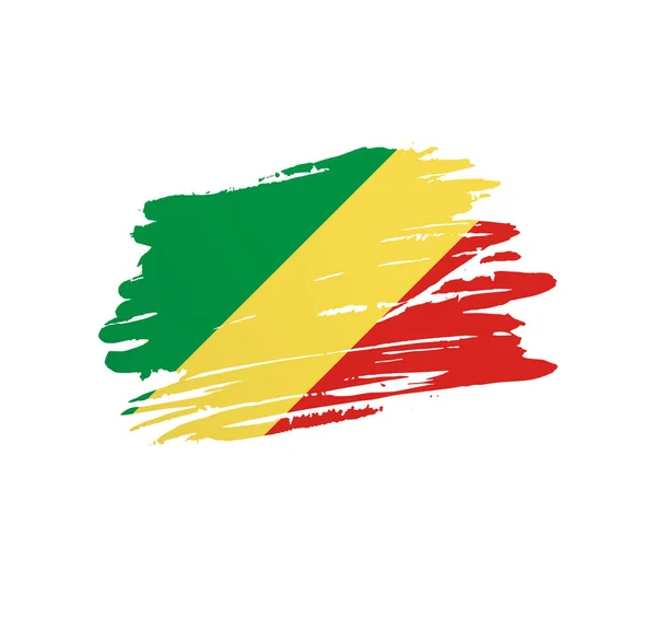 Прапор Республіки Конго Національний Векторний Прапор Країни Обрізаний Грандж Штрихування — стоковий вектор