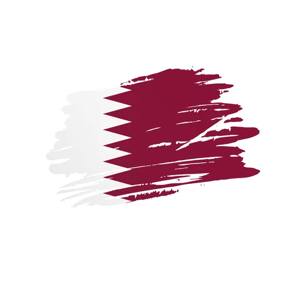 卡塔尔国旗 国家矢量国旗在刺痛的刷子笔划中飘扬 — 图库矢量图片
