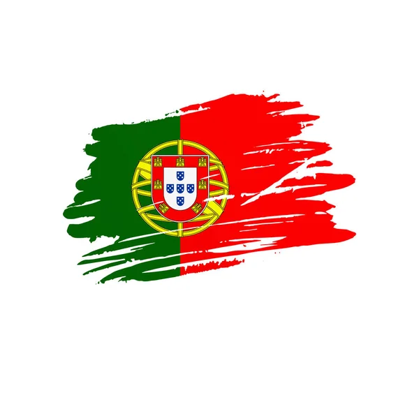 Portugal Flagga Nation Vektor Land Flagga Trextured Grunge Repor Pensel — Stock vektor