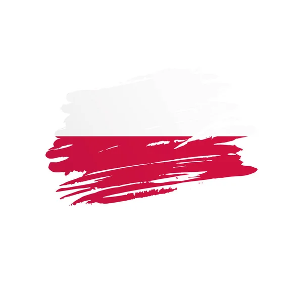 Lengyelország Zászló Nemzet Vektor Ország Zászló Trextured Grunge Karcos Ecset — Stock Vector
