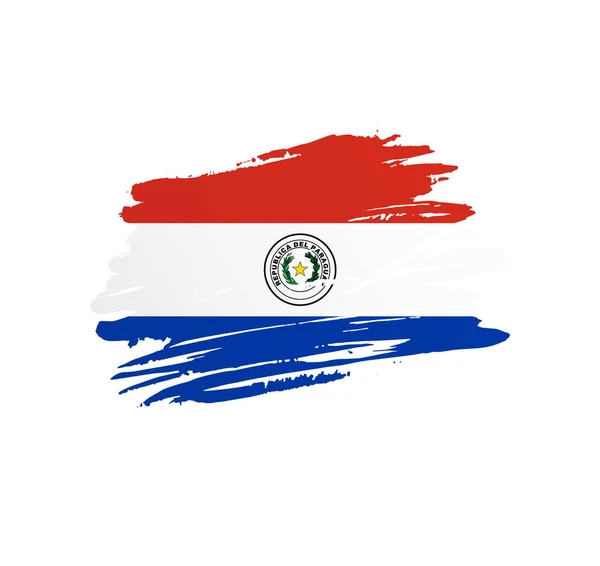 Paraguay Flagga Nation Vektor Land Flagga Trextured Grunge Repor Pensel — Stock vektor