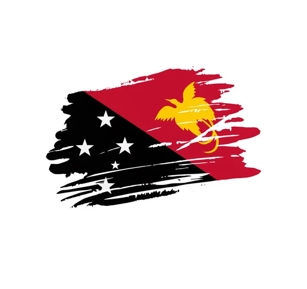 Flagge Papua Neuguineas Landesfahne Des Vektor Landes Grunge Kratzigem Pinselstrich — Stockvektor