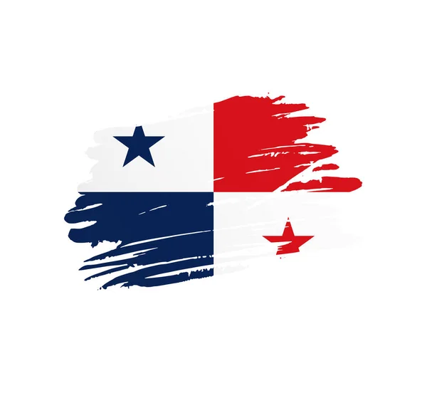 Bandiera Panama Bandiera Nazionale Vettoriale Trapanata Grunge Pennellata Graffiante — Vettoriale Stock