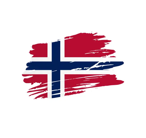 Noorwegen Vlag Natie Vector Land Vlag Bevend Grunge Krassende Penseelstreek — Stockvector