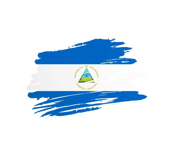 Bandera Nicaragua Bandera Del País Vector Nación Trextured Grunge Pincelada — Vector de stock