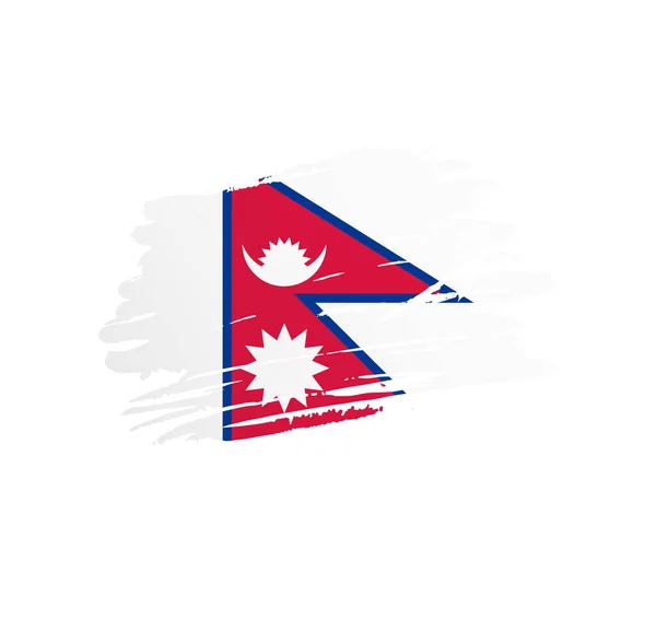 Σημαία Νεπάλ Χώρα Διάνυσμα Σημαία Trextured Grunge Scratchy Πινέλο Εγκεφαλικό — Διανυσματικό Αρχείο