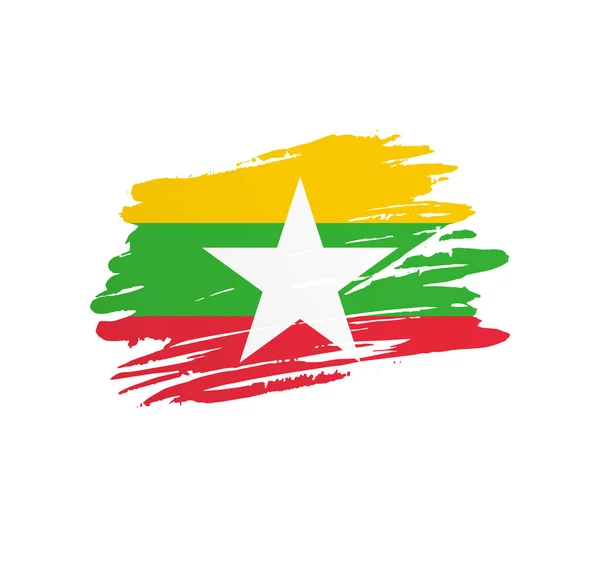 Flaga Związku Myanmar Flaga Kraju Wektor Drży Grunge Zarysowania Pociągnięcia — Wektor stockowy