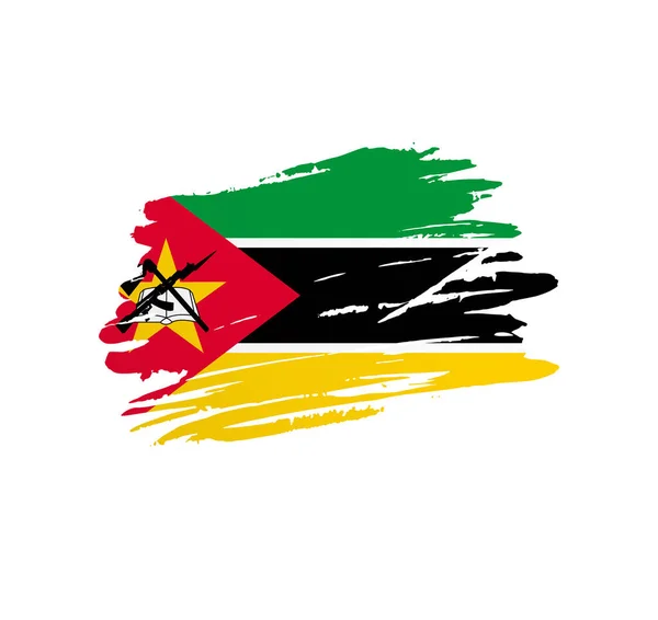 Mozambik Zászló Nemzet Vektor Ország Zászló Trexturált Grunge Kaparós Ecset — Stock Vector