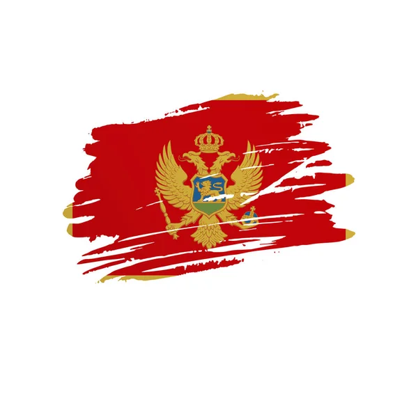 モンテネグロの旗 国のベクトル国の旗は グランジスクラッチブラシストロークでトレキュレート — ストックベクタ