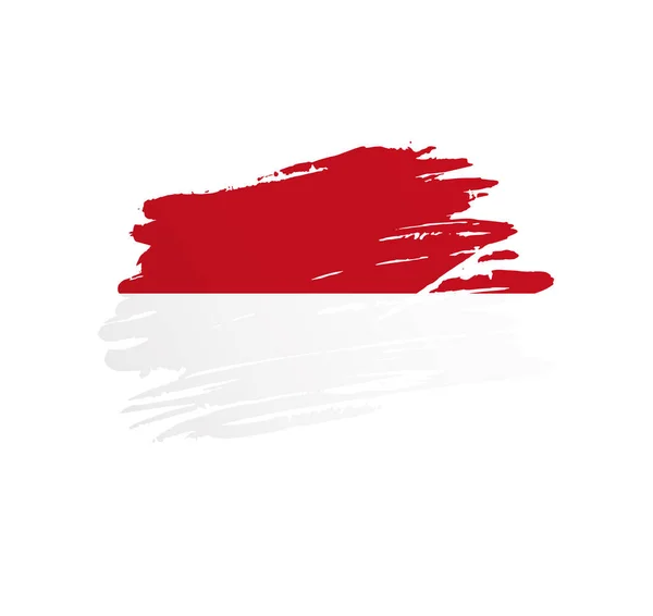 Monaco Vlag Natie Vector Land Vlag Bevend Grunge Krassende Penseelstreek — Stockvector