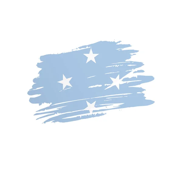 Sfederowana Flaga Mikronezji Flaga Kraju Wektor Drży Grunge Zarysowania Pociągnięcia — Wektor stockowy