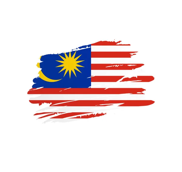 Флаг Малайзии Векторный Флаг Страны Развеянный Мазком Кисти Гранжа — стоковый вектор