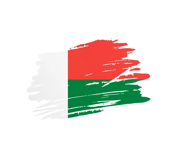 Madagaskarská Vlajka Národní Vektor Země Vlajky Trextured Grunge Scratchy Brush — Stockový vektor