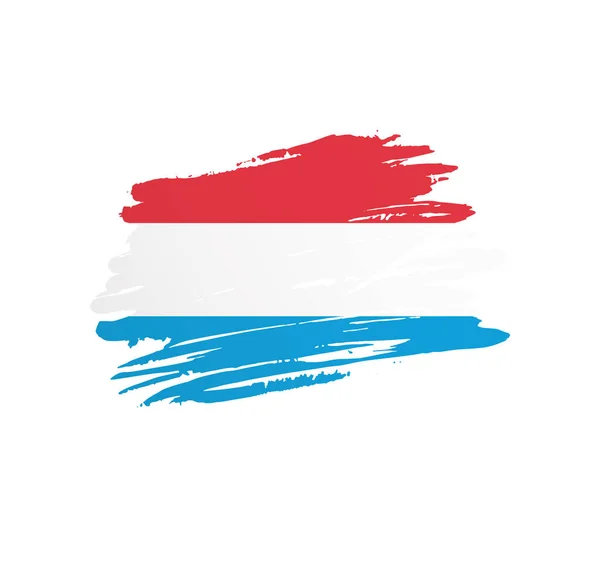 Bandiera Lussemburghese Bandiera Nazionale Vettoriale Trapuntata Grunge Pennellata Graffiante — Vettoriale Stock