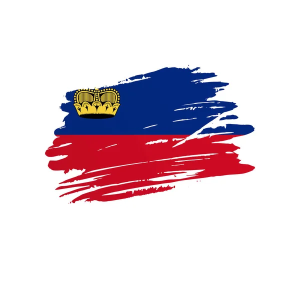Liechtenstein Zászló Nemzet Vektor Ország Zászló Trexturált Grunge Karcos Ecset — Stock Vector