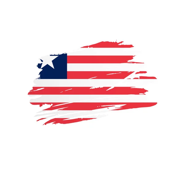 Liberia Flagge Nation Vektor Länderflagge Zittert Grunge Kratzigen Pinselstrich — Stockvektor
