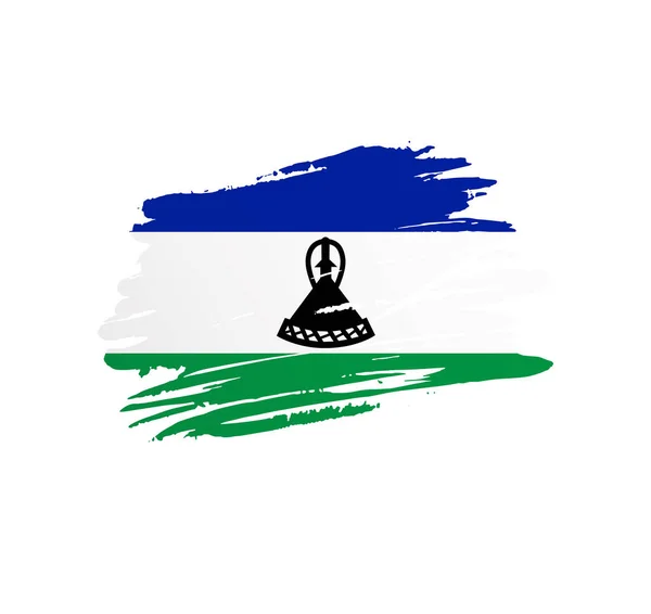Bandera Lesotho Bandera País Vectorial Nación Trextured Grunge Pincelada Rasca — Vector de stock