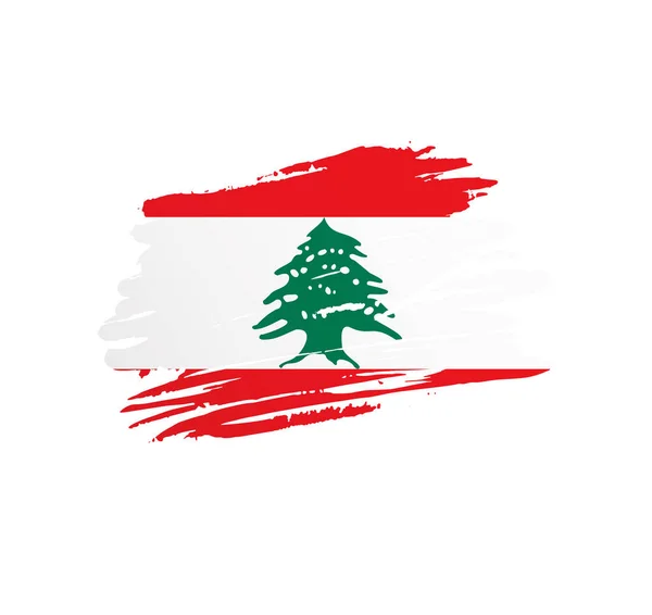 Libanon Vlag Natie Vector Land Vlag Bevend Grunge Krassende Penseelstreek — Stockvector