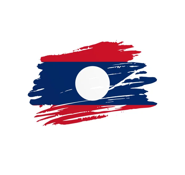 Laos Vlag Natie Vector Land Vlag Bevend Grunge Krassende Penseelstreek — Stockvector