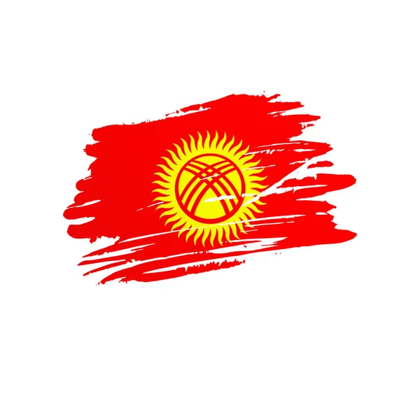 Kirgisistan Flagge Nation Vektor Land Flagge Zittert Grunge Kratzigen Pinselstrich — Stockvektor
