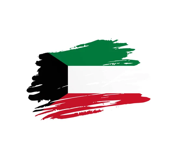 Kuvajtská Vlajka Národní Vektor Země Vlajka Trextured Grunge Scratchy Štětec — Stockový vektor
