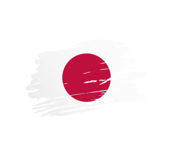 Japan Flagge Nation Vektor Länderfahne Zittert Grunge Kratzigen Pinselstrich — Stockvektor