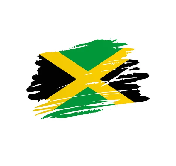 Jamaica Zászló Nemzet Vektor Ország Zászló Trextured Grunge Kaparós Ecset — Stock Vector