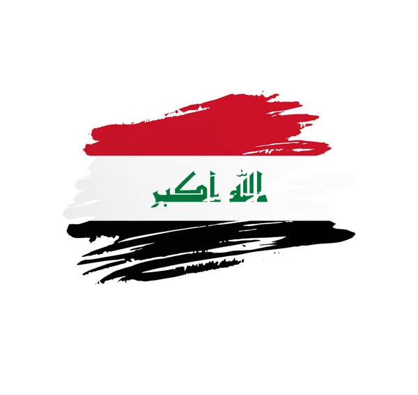 Irak Vlag Natie Vector Land Vlag Bevend Grunge Krassende Penseelstreek — Stockvector