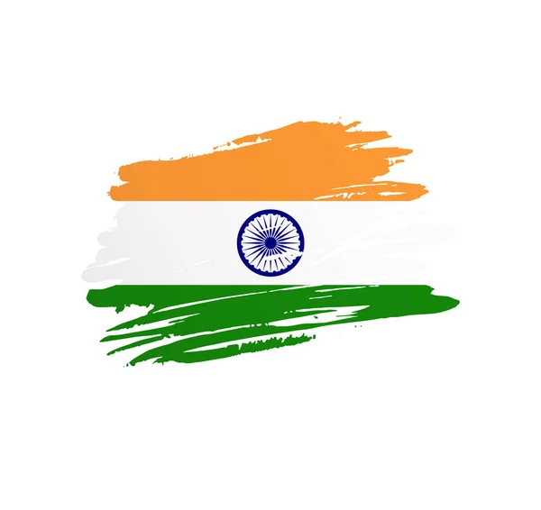 Indie Vlajka Národní Vektor Země Vlajka Trextured Grunge Scratchy Štětcem — Stockový vektor