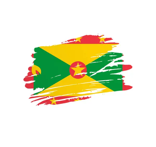 Grenada Zászló Nemzet Vektor Ország Zászló Trexturált Grunge Kaparós Ecset — Stock Vector