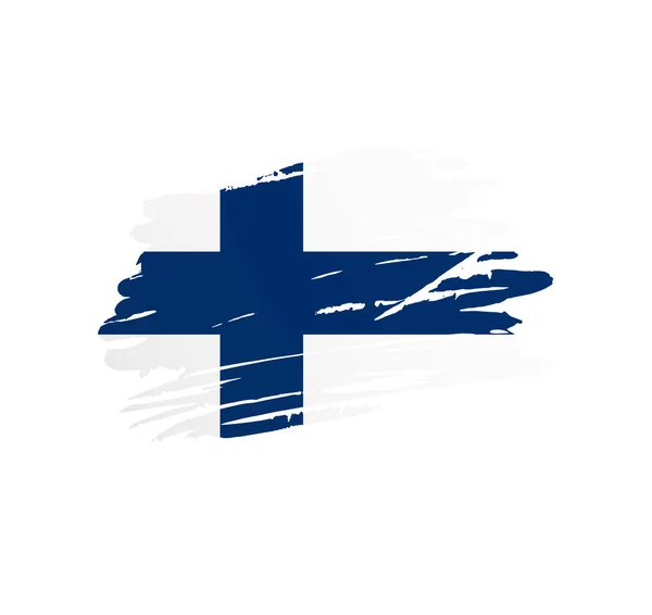Flaga Finlandii Flaga Kraju Wektor Drążony Grunge Zarysowania Pociągnięcia Pędzla — Wektor stockowy