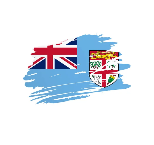 Bandiera Fiji Bandiera Nazionale Vettoriale Trapanata Grunge Pennellata Graffiante — Vettoriale Stock