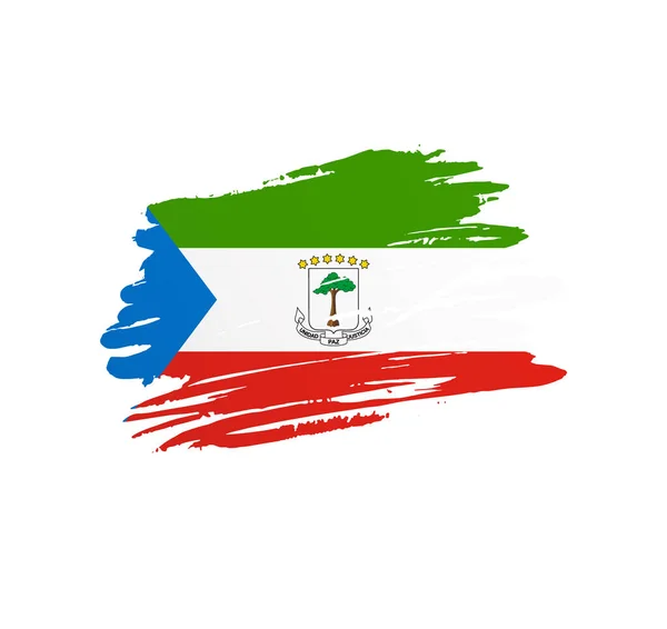 Drapeau Guinée Équatoriale Drapeau Pays Vecteur Nation Trextured Grunge Scratchy — Image vectorielle