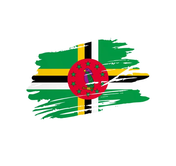 Dominica Flagga Nation Vektor Land Flagga Trextured Grunge Repor Pensel — Stock vektor