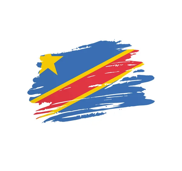 Demokratik Kongo Cumhuriyeti Bayrağı Ulus Vektör Ülke Bayrağı Grunge Kaşındıran — Stok Vektör