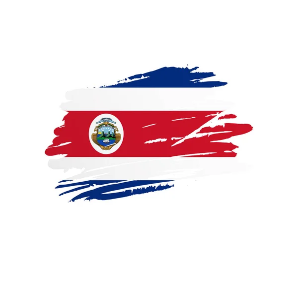 コスタリカの旗 全国ベクトルの国の旗は グランジスクラッチブラシストロークでトレキュア — ストックベクタ