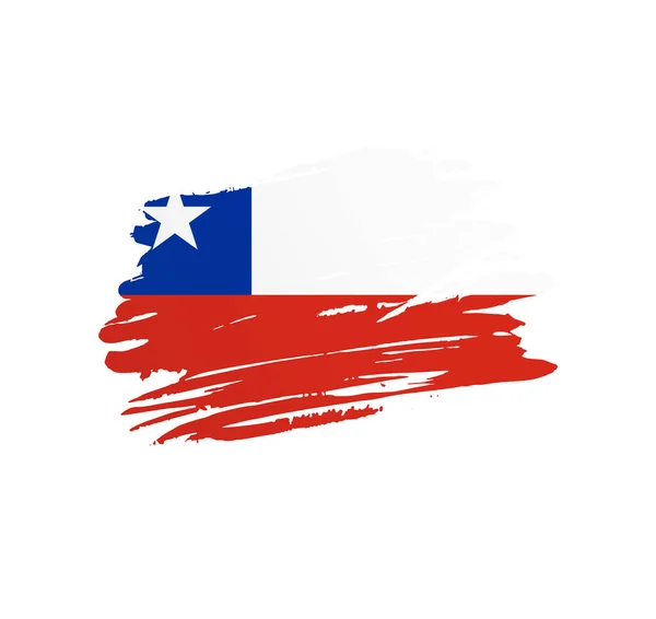 Chile Flagge Nation Vektor Länderfahne Zittert Grunge Kratzigen Pinselstrich — Stockvektor