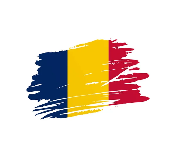 Tchad Flagga Nation Vektor Land Flagga Trextured Grunge Repor Pensel — Stock vektor