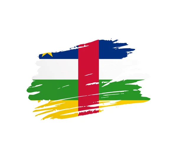 中央アフリカ共和国の旗 国のベクトル国の旗は グランジスクラッチブラシストロークでトレキュレート — ストックベクタ
