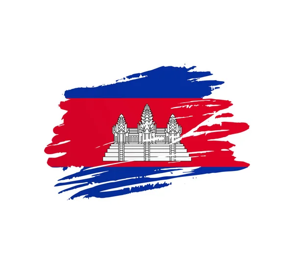 Flaga Kambodży Flaga Kraju Wektor Drży Grunge Zarysowania Pociągnięcia Pędzla — Wektor stockowy